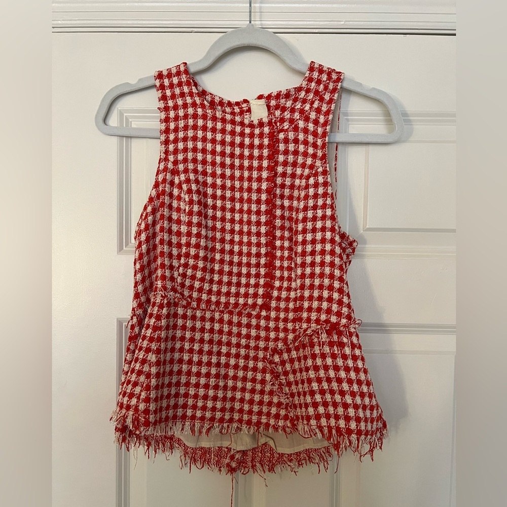 Anthropologie Red Checkered Picnic Tank